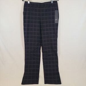 UP! Women's Plaid Straight Leg Pants Black Multi Size 10 New
